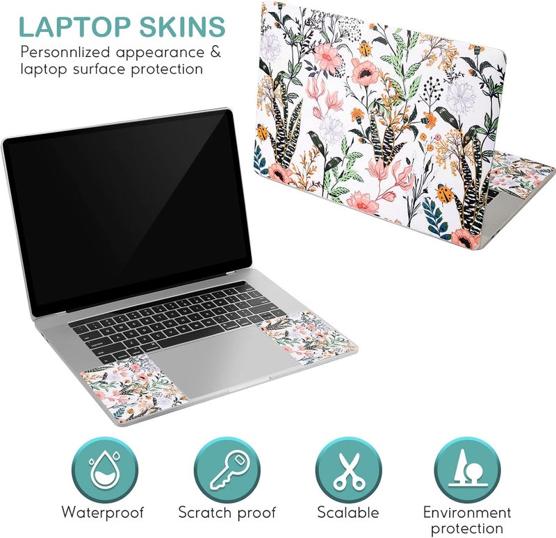 DINKY Laptop Skin Sticker Decal, 12" 13" 13.3" 14" 15" 15.4" 15.6 inch Laptop Universal Reusable Vinyl Skin Stickers Cover Art Decal Notebook PC Personalized Protector (Beautiful Floral) - Image 3
